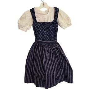 Vintage Austrian Dirndl Three Piece Dress Apron Girl Alpine Carinthis 134 9Y